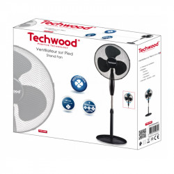 Ventilator cu stativ Techwood TVE-499, 45W, 40 cm, 3 viteze, Oscilatie, Negru