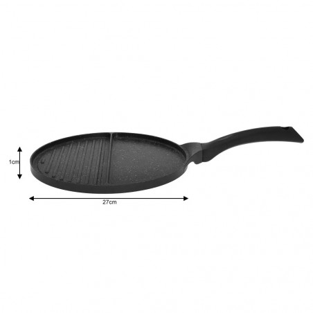 Tigaie grill Klausberg KH 1364, 27 cm, Inductie, Acoperire neaderenta din marmura, Negru