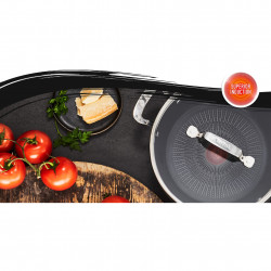 Tigaie wok Tefal G2557172 SHAL26CV M UNLIMITED, 26 cm, Capac, Acoperire antiaderenta, Thermo-Signal, Inductie, Negru