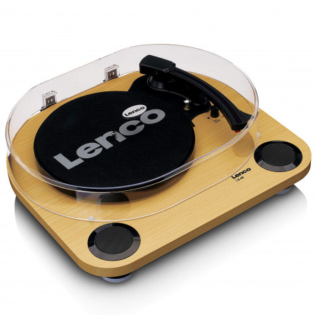 Gramofon cu difuzoare incorporate Lenco LS-40WD, Semiautomat, AUX, RCA, Sistem ceramic, Maro