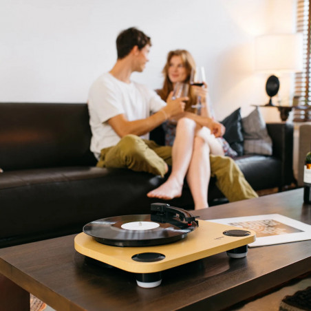 Gramofon cu difuzoare incorporate Lenco LS-40WD, Semiautomat, AUX, RCA, Sistem ceramic, Maro