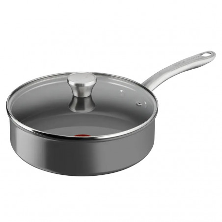 Cratita cu capac Tefal C4243253 STP24LID, 24 cm, Ceramica, Thermo-Signal, Thermo-Fusion, Thermo-Spot, Inductie, Gri