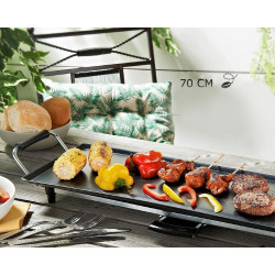 Gratar electric Royalty Line RL-TP18210, 1800W, 70x23 cm, Finisaj marmura, Tava grasime, Negru