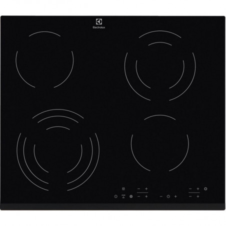 Plita vitroceramica electrica Electrolux EHF6343FOK, 6400W, 4 zone, 9 trepte, Stop & Go, Timer, Negru