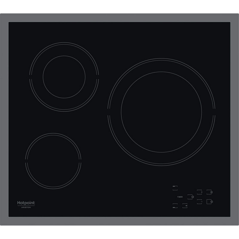 Plita vitroceramica incorporabila Hotpoint-Ariston HR 603X/1, 4500W, 4 zone, 9 trepte, Timer, Electrica, Negru