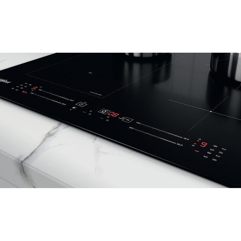 Plita vitroceramica incorporabila Whirlpool WL S7960 NE, 7200W, 4 zone, 18 trepte, FlexiCook, Timer, Inductie, Negru