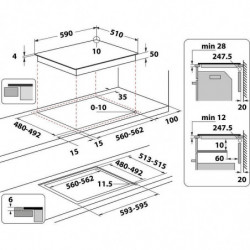 Plita vitroceramica incorporabila Whirlpool WL S7960 NE, 7200W, 4 zone, 18 trepte, FlexiCook, Timer, Inductie, Negru