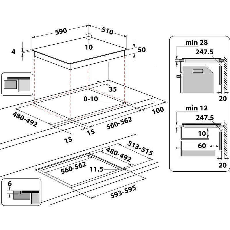 Plita vitroceramica incorporabila Whirlpool WL S7960 NE, 7200W, 4 zone, 18 trepte, FlexiCook, Timer, Inductie, Negru