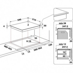 Plita vitroceramica cu inductie incorporabila Whirlpool WF S5060 CPBF, 7200W, 4 zone, 18 trepte, Chef Control, FlexiCook, Negru