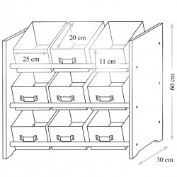 Dulap depozitare Kesper 1771613, Pentru camera copiilor, 9 cutii, 3 nivele, Ilustratie, Gri