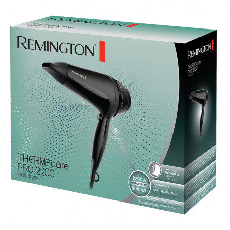 Uscator pentru par Remington Thermacare Pro D5710, 2200 W, 80km/h, 2 viteze, 3 setari de temperatura, Jet aer rece, Negru