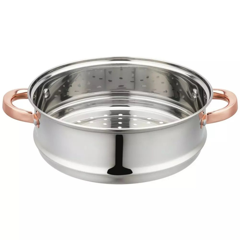 Oala pentru gatit la aburi Klausberg KB 7734, 24 cm, 5 L, 3 piese, Inductie, Inox/Aur roz