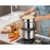 Oala pentru fiert spaghete Klausberg KB 7739, 24 cm, 7 L, 3 piese, Inductie, Argintiu/Roz auriu