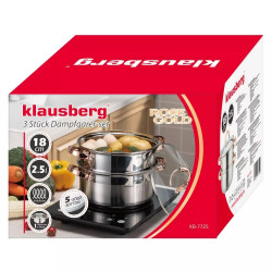 Oala pentru gatit la aburi Klausberg KB 7725, 18 cm, 2,5 L, 3 piese, Inductie, Inox/Aur roz