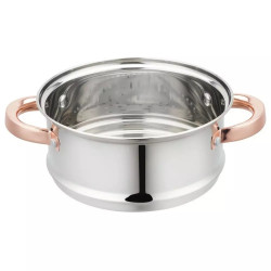 Oala pentru gatit la aburi Klausberg KB 7725, 18 cm, 2,5 L, 3 piese, Inductie, Inox/Aur roz