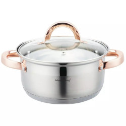 Oala pentru gatit la aburi Klausberg KB 7727, 18 cm, 2,5 L, 5 piese, Inductie, Inox/Aur roz