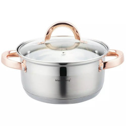 Oala pentru gatit la aburi Klausberg KB 7726, 18 cm, 2,5 L, 5 piese, Inductie, Inox/Aur roz