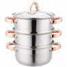 Oala pentru gatit la aburi Klausberg KB 7726, 18 cm, 2,5 L, 5 piese, Inductie, Inox/Aur roz