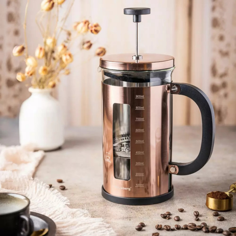 Presă francezа pentru cafea/ceai Klausberg KB 7740, 1 l, Sticlа borosilicatа, Oтel inoxidabil, Cupru