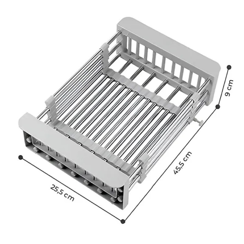 Suport reglabil de depozitare si scurgere Sinkmate, Instalare usoara, Compact, Pana la 10 kg, Gri/Argintiu