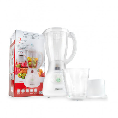 Blender cu rasnita Royalty Line RL-SM-400P, 400W, 1,5 litri, 4 viteze + impuls, Alb / Gri