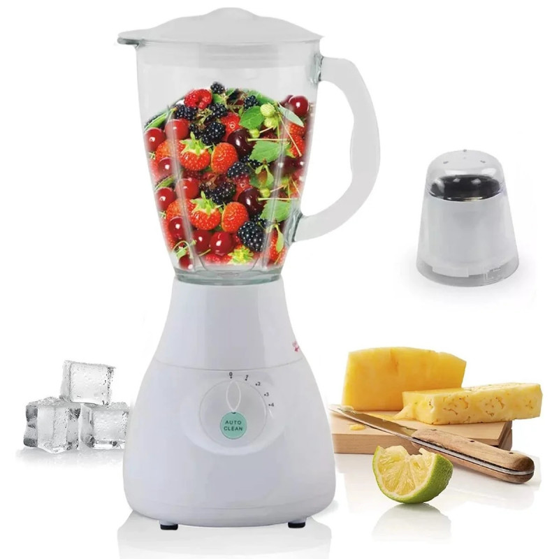 Blender cu rasnita Royalty Line RL-SM-400P, 400W, 1,5 litri, 4 viteze + impuls, Alb / Gri