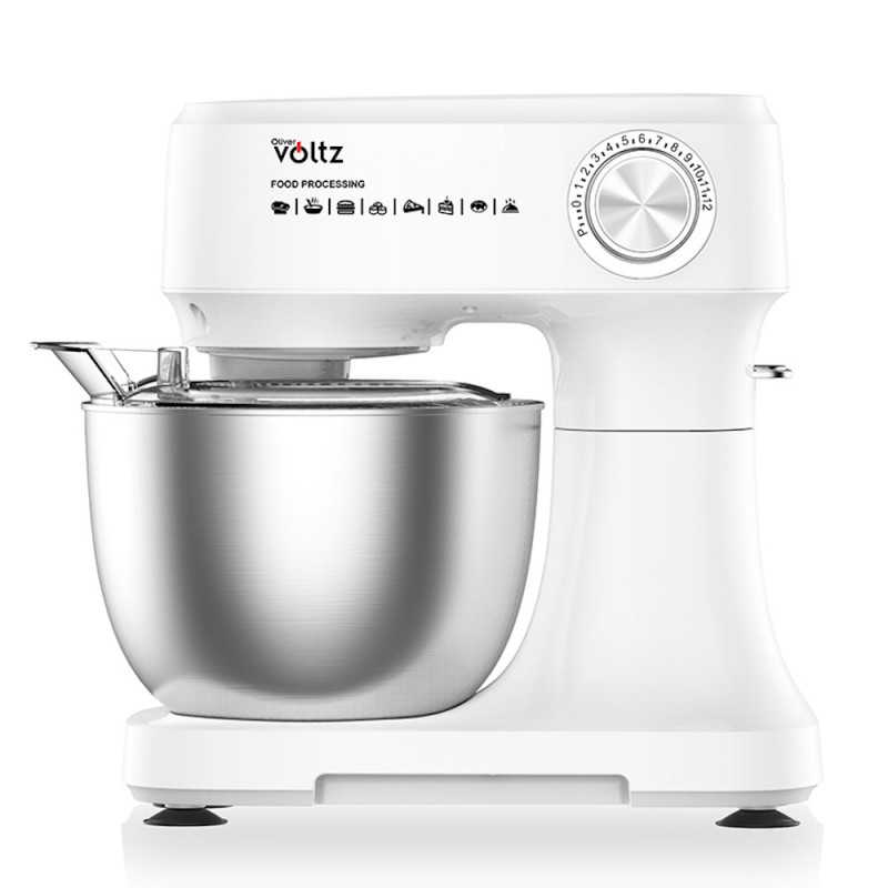 Mixer planetar Oliver Voltz OV51115I, 800W, 3,5 L, 3 agitatoare, 12 trepte + pulse, Alb