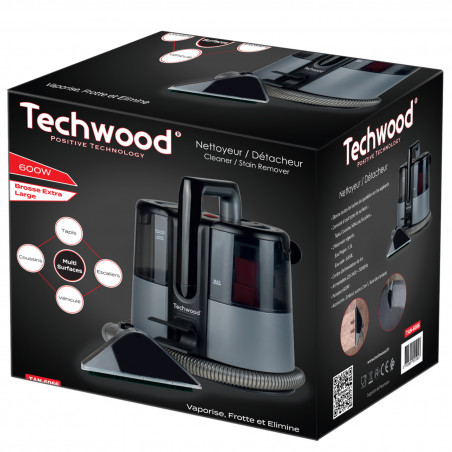 Aspirator pentru covoare si tapiterie Techwood TAN-6066, 600 W, Rezervoare de apa curata si reziduala, Negru