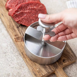 Presa pentru burgeri Kinghoff KH 1879, Otel inoxidabil, Diametru 11,4 cm, Inox