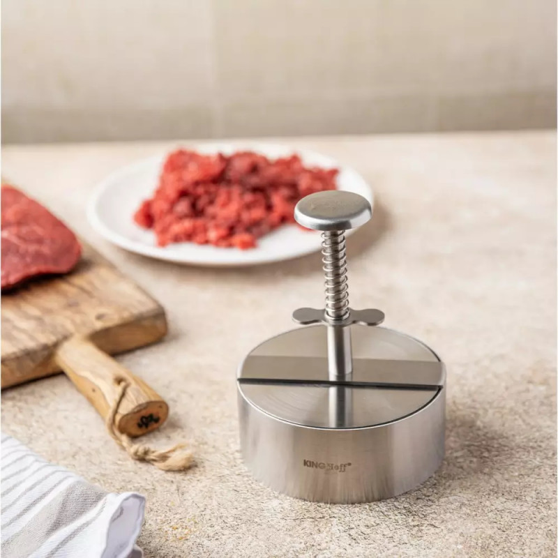 Presa pentru burgeri Kinghoff KH 1879, Otel inoxidabil, Diametru 11,4 cm, Inox