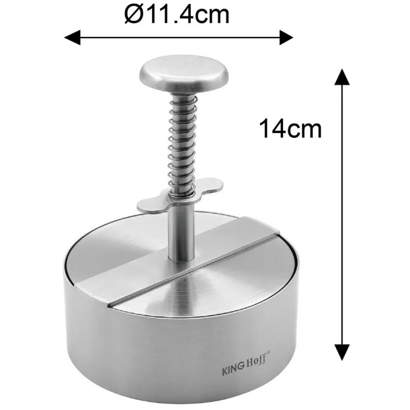 Presa pentru burgeri Kinghoff KH 1879, Otel inoxidabil, Diametru 11,4 cm, Inox