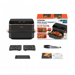 Friteuza cu aer cald Cosori Dual Blaze TwinFry CAF-TF101S, 10 L, 6 programe, 240°C, Timer, ThermoIQ, Negru