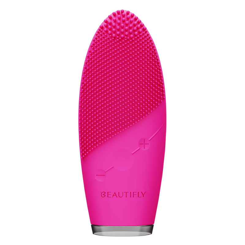 Perie faciala sonica Beautifly B-Fresh Slim, 8000 rpm/min, 9 trepte, 2 moduri, Silicon de grad medical, IPX7, Roz