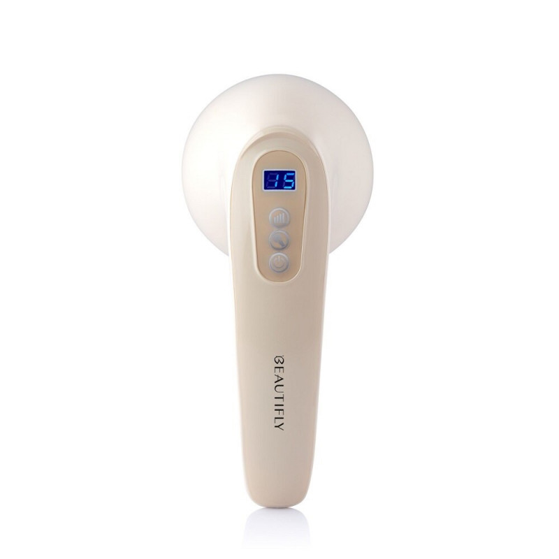 Aparat de masaj corporal Beautifly B-Skinn, 16W, 3600 rpm/min, 12 moduri, 10 niveluri, 8 atașamente, afișaj LCD, bej