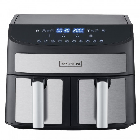 Friteuza cu aer cald Royalty Line RL-AF5409 2400W, 8 l, 2 cosuri, 10 programe, Timer, Auto shut-off, Negru