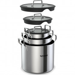 Set 6 oale Techwood TSI-606CA, 6 piese, Depozitare, Inductie, Inox