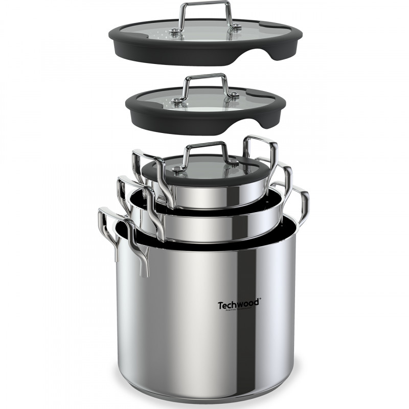 Set 6 oale Techwood TSI-606CA, 6 piese, Depozitare, Inductie, Inox