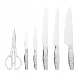 Set cutite de bucătărie cu ascutitor Ninja K62006EUWH, 6 piese, StaySharp, Design ergonomic, Alb