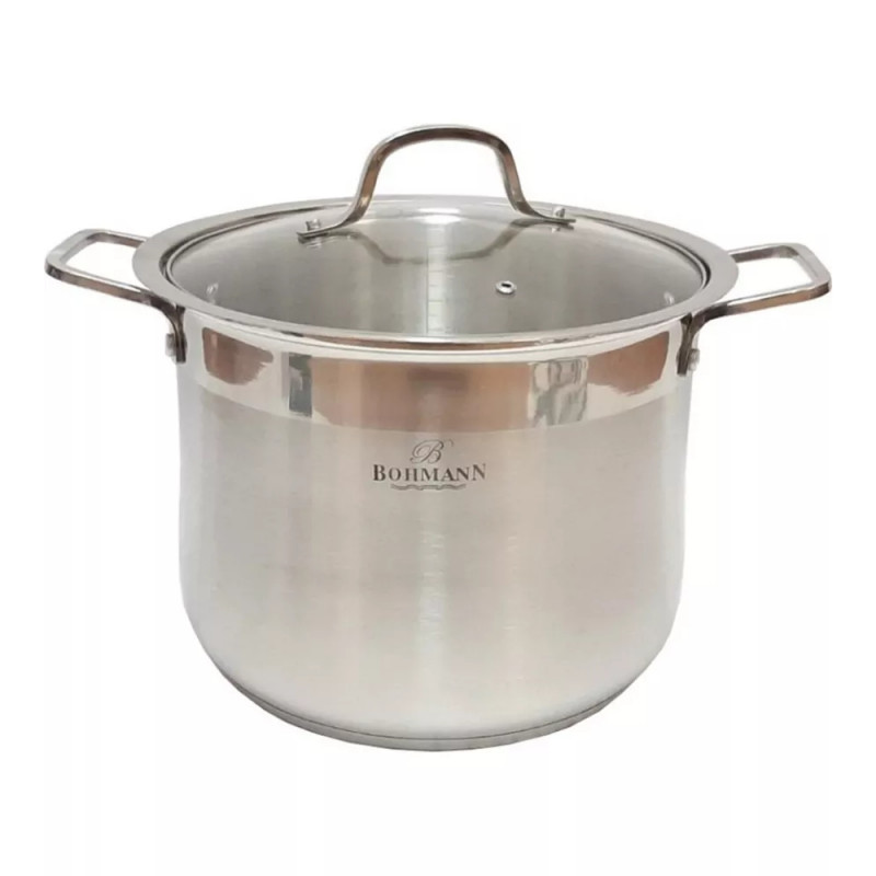 Oala cu capac sticla Bohmann BH 2823, 28 cm, 15 L, Inductie, Inox