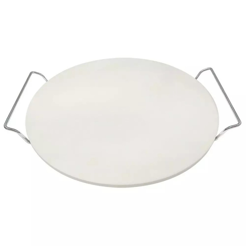 Placa piatra pentru copt si servit pizza Klausberg KB 7788, 33 cm, Manere metalice, Alb