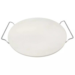 Placa piatra pentru copt si servit pizza Klausberg KB 7788, 33 cm, Manere metalice, Alb