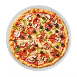 Placa piatra pentru copt si servit pizza Klausberg KB 7788, 33 cm, Manere metalice, Alb