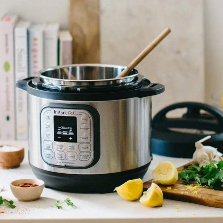 Multicooker Instant Pot DUO 6 112018201, 1000W, 5.7L, 13 programe, 7 functii, Sistem de siguranta, Argintiu/Negru