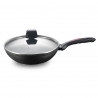 Tigaie wok cu capac Royalty Line RL-FWN32, 32 cm, 5.9 L, Finisaj marmura, Inductie, Negru