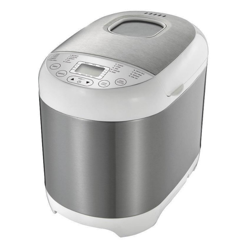 Masina de facut paine Crown CBM-6522, 550W, 1L, 19 programe, Timer, Afisaj LCD, Memorie, Alb/Inox