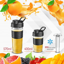 Blender Adler AD 4081, 800W, 2 pahare/sticle 400/570 ml, 20 000 rpm, 4 lame din otel inoxidabil, Zdrobire gheata, Fara BPA, Negru