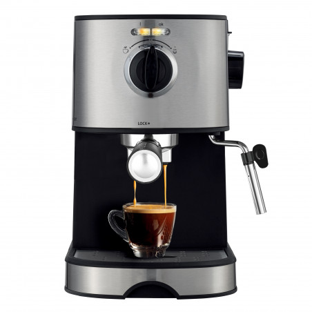 Espressor Voltz V51171D, 850W, 20 bar, 2 Filtre, Negru/Otel inoxidabil