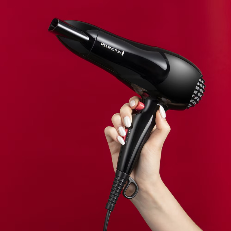 Uscator pentru par Remington MyStylist D2000, 1900W, 2 trepte caldura/viteza, Grila ceramica, Aer rece, Negru