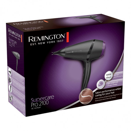 Uscator pentru par Remington AC7100 Pro 2100, 2100W, 3 trepte temperatura, 2 viteze, motor AC, Grila ionizanta ceramica, Negru/Violet