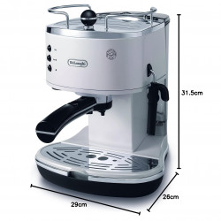 Espressor DeLonghi Icona ECO311.W, 1100W, 1.4l, 15 bar, Cafea macinata si E.S.E., Disc crema, Alb